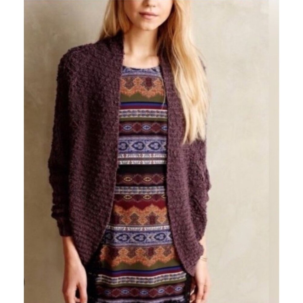 Moth X Anthropologie Green Knit Dolman Sleeve Open Front Casual Boho Cardigan S